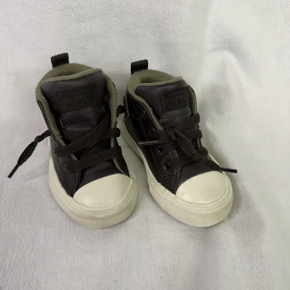 Converse Chuck Taylor All Star Blk Wht Grn Sz 4 Baby Infant Toddler Boot Shoes